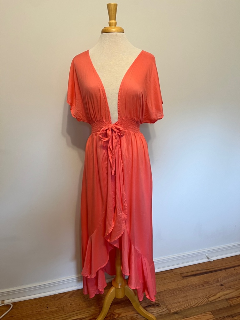Lascana Cover up Made in India 100% Modal Flounce Hem Flowy Sz 12